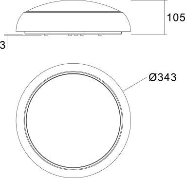 TRO 600-004 LED MENNYEZETI LÁMPA VÉSZVIL. 24W 1200LM 3000K 120° IP65 Ø343MM FEHÉR