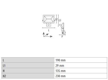 DURA PANTH-B30NS LED FÉNYVETŐ LÁMPATEST SZENZORRAL 30W 2650LM 4000K 120° IP44 FEKETE