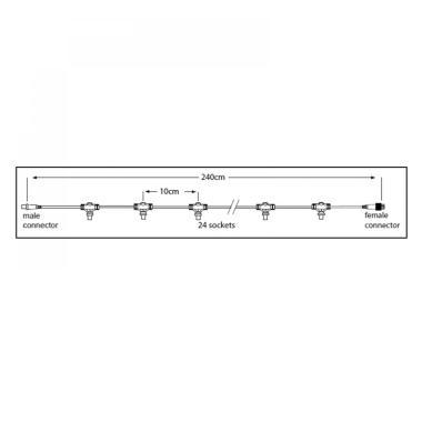 TRO 018-052 FŐKÁBEL 36V 2,4M 24DB CSATLAKOZÓVAL IP65 ÁTLÁTSZÓ VEZETÉK 2 ÉV