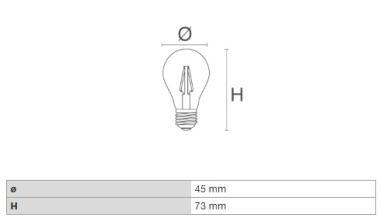 DURA LFG453W LED FÉNYFORRÁS VINTAGE E27 2W 250LM 2700K 320° Ø45MM ÁTLÁTSZÓ 2 ÉV