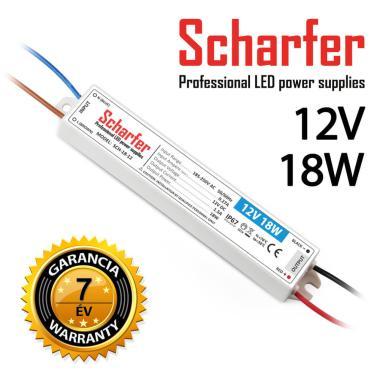 SCHARFER SCH-18-12 LED TÁPEGYSÉG IP67 100-250V AC 12VDC 1,5A 18W IP67