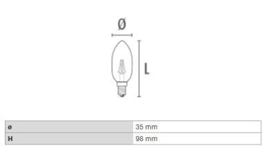 DURA LFC370627 LED FÉNYFORRÁS GYERTYA VINTAGE E14 6W 806LM 2700K 320° Ø35MM ÁTLÁTSZÓ 2 ÉV