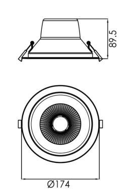 TRO 136-118 MÉLYSUGÁRZÓ LED 20W 2000LM CCT IP20/IP44 3 ÉV