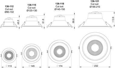 TRO 136-118 MÉLYSUGÁRZÓ LED 20W 2000LM CCT IP20/IP44 3 ÉV