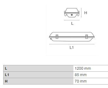 DURA SM120CCT LED POR-ÉS PÁRAMENTES 40W 6000LM 4000-5000-6500K IP65 1200MM 5ÉV