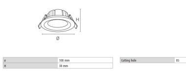 DURA RTF03L2EXCCT MÉLYSUGÁRZÓ LED 7W 700LM 3000-4000-6000K  IP65/IP43 100° ø100MM 5ÉV