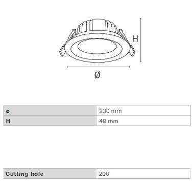 DURA RTF08L2EXCCT MÉLYSUGÁRZÓ LED 32W 3200LM 3000-4000-6000K  IP65/IP43 100° ø230MM 5ÉV