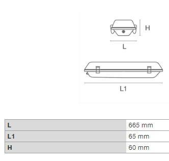 DURA S1T060L2W LED POR-ÉS PÁRAMENTES G13 10W 715LM 3000K IP65 665MM IK07 4ÉV