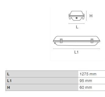 DURA S2T0120L2W LED POR-ÉS PÁRAMENTES 2xG13 40W 2945LM 3000K IP65 1275MM IK07 4ÉV