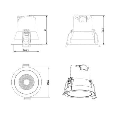 TRO 136-106 LED SPOT 230V 9W 650LM 4000K 40° IP44 Ø103MM DIMM. FEHÉR