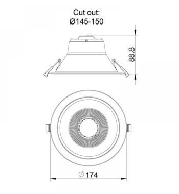 TRO 136-197 LED MÉLYUGÁRZÓ 20W 2000LM CCT IP20 Ø174MM FEKETE 5 ÉV