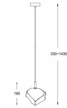 EL ZU-P0488-01F-U8AC ROCK 1-ES FÜGGESZTETT LÁMPA ÜVEGBÚRÁVAL ARANY SZÍNBEN 28W IP20 2 ÉV