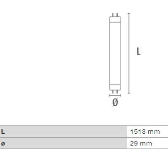 DURA L588YE LED FÉNYCSŐ PÉKÁRUHOZ G13/T8 24W 1950LM 2700K 280° IP20 1513MM 4 ÉV