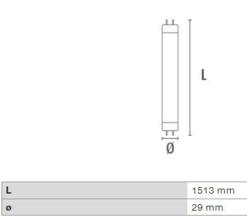 DURA L588RE LED FÉNYCSŐ HENTESÁRUHOZ G13/T8 24W 2150LM 3800K 280° IP20 1513MM 4 ÉV