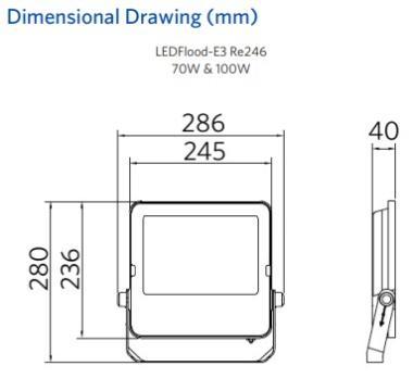 OP 709000073400 FÉNYVETŐ LED 100W 13000LM 4000K 100° IK07 IP66 5 ÉV FEKETE