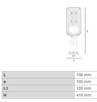 DURA UR01L10740 URBAN 01 - S LED UTCAFEJ LÁMPA 30W 4800LM 4000K IK06 Ø60MM 5 ÉV