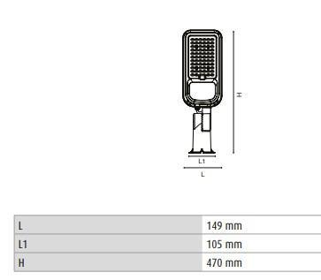 DURA UR01L20740 URBAN 01 - M LED UTCAFEJ LÁMPA 70W 11200LM 4000K IK06 Ø60MM 5 ÉV