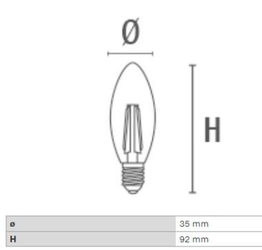 DURA LFC3727W LED FÉNYFORRÁS E27 2,2W 470LM 2700K 320° Ø35MM IP20 2 ÉV ÁTLÁTSZTÓ