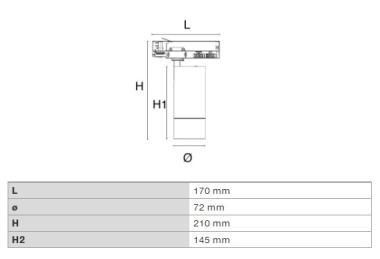 DURA TA70L1CCT-B LED SÍNES LÁMPA 10W 900LM 2700K-3000K-4000K 24°-60° IP20 ÁLLÍTHATÓ FEKETE 3 ÉV