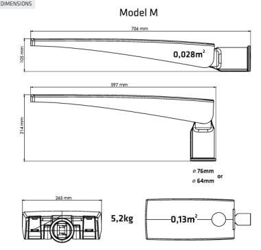 LENA 861963 TIARA 2 LED M KÜLTÉRI OSZLOPFEJ LÁMPA 69W 10550LM 5700K IK09 IP66 DALI DIMM. 5 ÉV