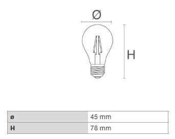 DURA LFG453N LED FÉNYFORRÁS VINTAGE E27 2W 250LM 4000K 320° Ø45MM ÁTLÁTSZÓ 2 ÉV