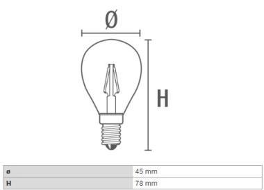 DURA LFP454C LED FÉNYFORRÁS VINTAGE E14 4W 470LM 6400K 320° Ø45MM ÁTLÁTSZÓ 2 ÉV