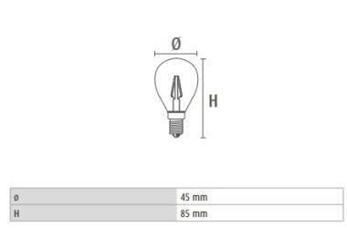 DURA LFP450664 LED FÉNYFORRÁS VINTAGE E14 6W 806LM 6400K 320° Ø45MM ÁTLÁTSZÓ 2 ÉV