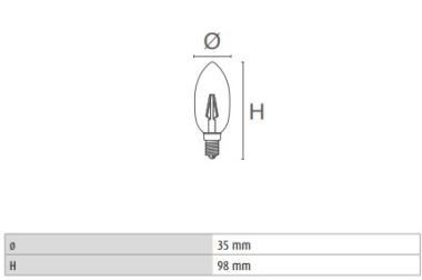 DURA LFC374 LED FÉNYFORRÁS GYERTYA VINTAGE E14 4W 470LM 2700K 320° Ø35MM ÁTLÁTSZÓ 2 ÉV