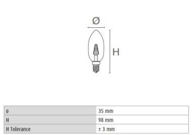 DURA LFC374830 LED FÉNYFORRÁS GYERTYA VINTAGE E14 4W 470LM 3000K 320° Ø35MM ÁTLÁTSZÓ 2 ÉV