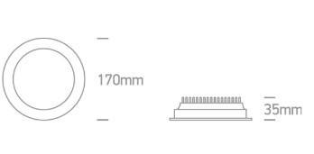 OL 10124U/W/V LED MÉLYSUGÁRZÓ 24W 2000LM 3000-4000-6000K IP44 UGR19 IK04 Ø170MM FEHÉR 3 ÉV