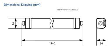 OP 531000012300 LED LÁMPA 55W 8250LM 4000K IP66 120° IK08 1500MM 5ÉV HACCP+VANDÁLBIZTOS