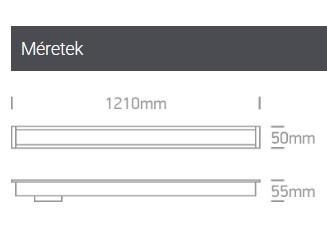 OL 38145AR/B/V LED VONALVILÁGÍTÁS SÜLLY. 20-40W 3800LM 3000-5000K UGR19 1210X50X55MM FEKETE 3 ÉV