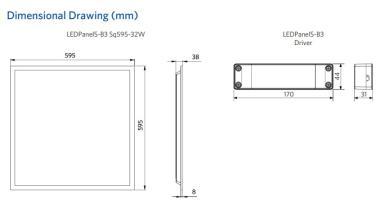 OP 542003096400 LED PANEL 32W 3840LM 4000K 90° UGR19 595X595X38MM IP20 IK03 5 ÉV