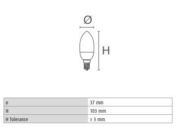 DURA CC3735WF LED FÉNYFORRÁS GYERTYA 230V E14 5W 470LM 3000K 240° 2 ÉV OPÁL