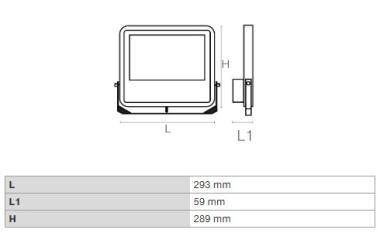 DURA PAH2L16CCT LED FÉNYVETŐ 100W 14000LM 3000-5700K 55°x65° IK08 IP66 FEKETE 5 ÉV