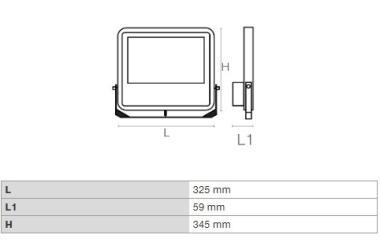 DURA PAH2L24CCT LED FÉNYVETŐ 150W 21000LM 3000-5700K 55°x65° IK08 IP66 FEKETE 5 ÉV