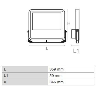 DURA PAH2L32CCT LED FÉNYVETŐ 200W 28000LM 3000-5700K 55°x65° IK08 IP66 FEKETE 5 ÉV