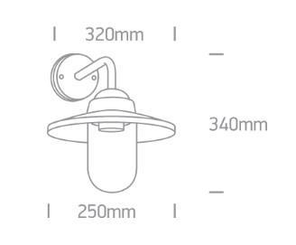 OL 67408/B LED OLDALFALI LÁMPA E27 MAX. 12W IP44 Ø250x340MM FEKETE 2 ÉV