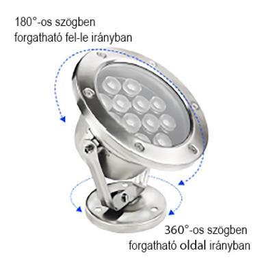 MLX UW POOLY LED MEDENCE LÁMPATEST BILLENTHETŐ 24V 18W 1530LM 3000K 30° IP68 Ø190x220MM ACÉL 3 ÉV