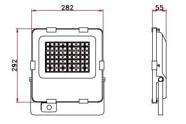 MLX BLS-LED FÉNYVETŐ MOZGÁSÉRZÉKELŐVEL 100W 15000LM 4000K 90° IP66 282x55x292MM FEKETE 5 ÉV