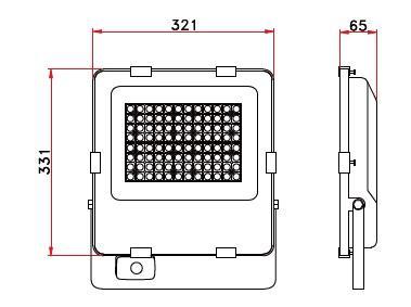 MLX BLS-LED FÉNYVETŐ MOZGÁSÉRZÉKELŐVEL 150W 22500LM 4000K 90° IP66 321x65x331MM FEKETE 5 ÉV