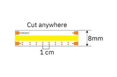 TRO 127-169 LED SZALAG 24V 5M 10W/M 920LM/M 2200K 180° IP20 COB LED 3 ÉV FLEXIBILIS, VÁGHATÓ