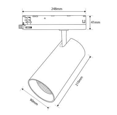 TRO 169-361 3-FÁZISÚ SÍNES SPOT LED 30W 2400LM 3000K 40° Ø90MM IP20 DIMM. FEHÉR 5 ÉV