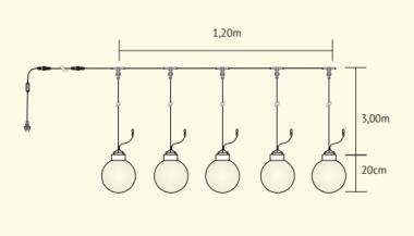 BL FL920M LED FÉNYFÜZÉR SZÍNES GÖMBÖKKEL 24V 1,2Mx3M 24W IP55 FEKETE VEZ. BETÁPPAL
