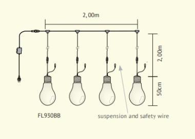 BL FL930BB LED FÉNYFÜZÉR TÜNDÉRFÉNY GÖMBÖKKEL 24V 2Mx2M 18W MELEGFEHÉR+VAKU IP66 FEKETE VEZ. BETÁPPA