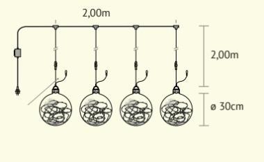 BL FL930A LED FÉNYFÜZÉR TÜNDÉRFÉNY GÖMBÖKKEL 24V 2Mx2M 18W MELEGFEHÉR+VAKU IP66 ZÖLD VEZ. BETÁPPAL