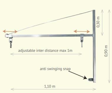 BL PIX01 VÍZSZINTES KONZOL 1,1Mx0,9M MAX. 25KG ÁLLÍTHATÓ TÁVOLSÁG MAX. 1M