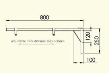 BL PIXECO VÍZSZINTES KONZOL 0,8Mx0,25M MAX. 10KG ÁLLÍTHATÓ TÁVOLSÁG MAX. 0,6M