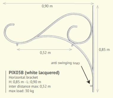 BL PIX05B VÍZSZINTES KONZOL 0,9Mx0,85M MAX. 30KG ÁLLÍTHATÓ TÁVOLSÁG MAX. 0,52M FEHÉR