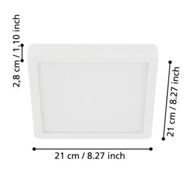 EGL 99247 FUEVA 5 LED MENNYEZETI LÁMPA 17W 2100LM 4000K IP20 210x210x28MM FEHÉR